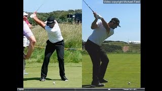 Jon Rahm golf swing  Long Iron faceon amp downtheline July 2017 [upl. by Screens]