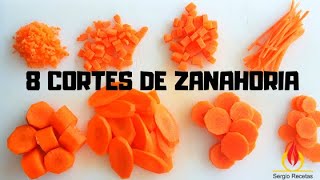 CORTES BÁSICOS DE ZANAHORIA 8 tipos de corte Escuela de cocina [upl. by Ainniz]