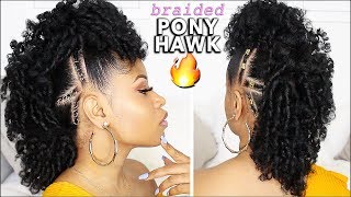 EASY amp DEFINED CURLY BRAIDED MOHAWK ⇢ natural hair tutorial [upl. by Nosemyaj]