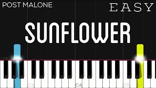 Post Malone Swae Lee  Sunflower  EASY Piano Tutorial [upl. by Madelaine803]