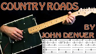 Country Roads Chords John Denver Guitar Lesson with Tab Tutorial [upl. by Imeaj]