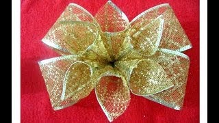 Moños navideños con flores en cintas de organza [upl. by Suiremed]