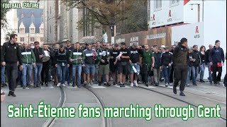 SaintÉtienne fans marching through Gent [upl. by Anuhsal]