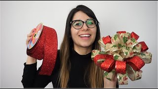 COMO HACER MOÑO NAVIDEÑO EN 5 MINUTOS FÁCIL Y RÁPIDO PARA REGALOS O PARA TU ARBOL DE NAVIDAD [upl. by Aselehc]