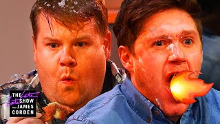 Niall Horan amp James Corden Take On HOT Wings [upl. by Branscum659]