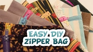 5 Minute Zipper Bag EASY DIY  Whitney Sews  How to [upl. by Willet]