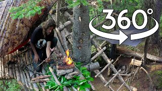 Bushcraft Camp 360 Tour  30 Day Survival Challenge Canadian Rockies [upl. by Anikram516]