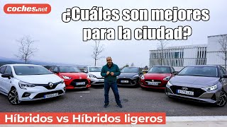 Comparativa urbana Híbridos contra híbridos ligeros  Prueba  Review en español  cochesnet [upl. by Ayahsal64]