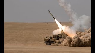 USMC M142 HIMARS firing GMLRS HIGH MOBILITY ARTILLERY ROCKET SYSTEM [upl. by Egduj181]