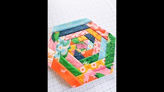 Make a Scrappy Log Cabin Hexagon Quilt Block [upl. by Caswell]