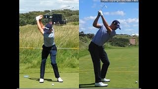 Justin Thomas golf swing  Long Iron faceon amp downtheline July 2017 [upl. by Miko629]