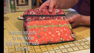 In The Hoop Quilted Zipper Bag Tutorial [upl. by Conney]