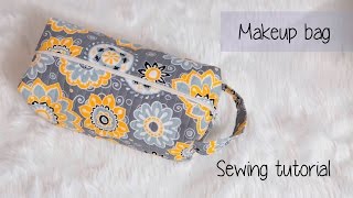 Quilted makeuptravel bag sewing tutorial [upl. by Pitchford549]