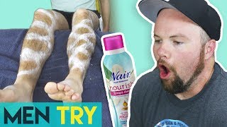 Men Try Nair  Hair Removal Spray Depilatory Cream [upl. by Garling]