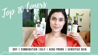 TOP 10 TONERS AVAILABLE IN INDIA  FOR OILY ACNE DRY COMBO SENSITIVE SKIN  Chetali Chadha [upl. by Ailam252]