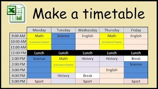 How to make a timetable in Excel [upl. by Marigolda]